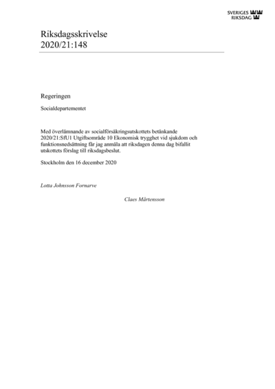 Omslaget till rskr. 2020/21:148