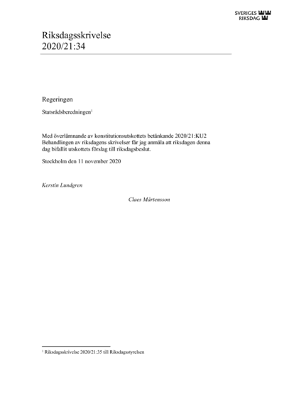 Omslaget till rskr. 2020/21:34