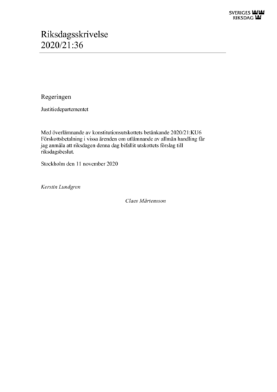 Omslaget till rskr. 2020/21:36