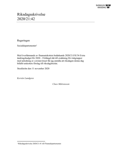 Omslaget till rskr. 2020/21:42