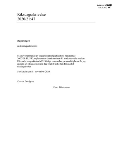 Omslaget till rskr. 2020/21:47