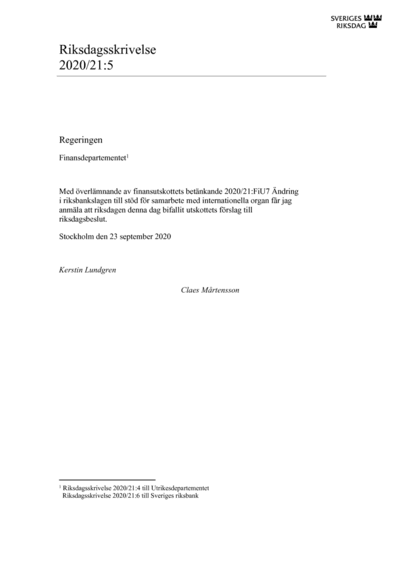 Omslaget till rskr. 2020/21:5