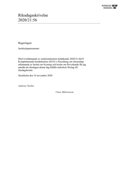 Omslaget till rskr. 2020/21:56