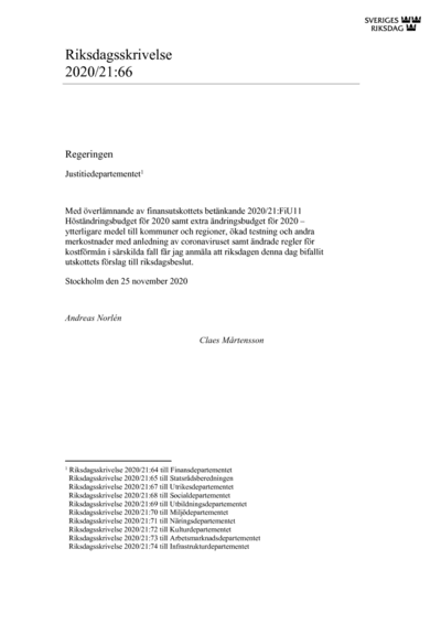 Omslaget till rskr. 2020/21:66
