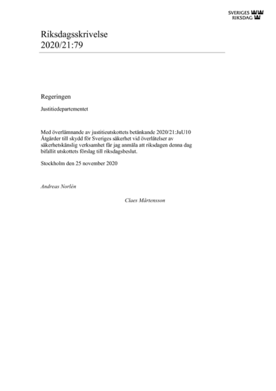 Omslaget till rskr. 2020/21:79