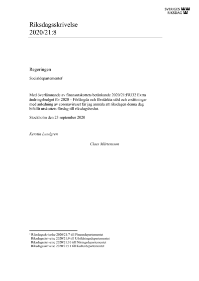 Omslaget till rskr. 2020/21:8