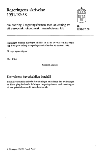 Omslaget till skr. 1991/92:58