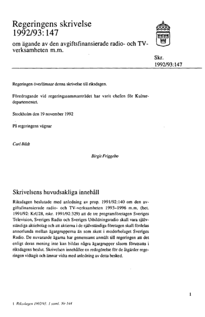 Omslaget till skr. 1992/93:147