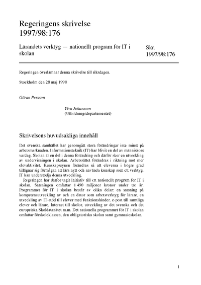 Omslaget till skr. 1997/98:176
