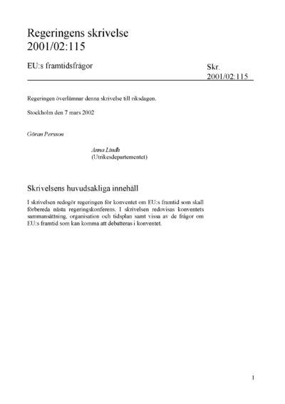 Omslaget till skr. 2001/02:115