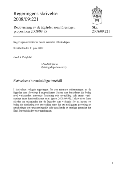 Omslaget till skr. 2008/09:221
