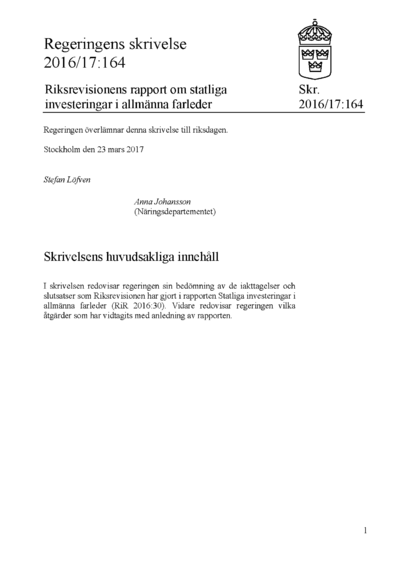 Omslaget till skr. 2016/17:164
