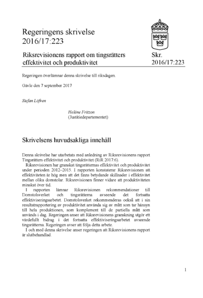 Omslaget till skr. 2016/17:223