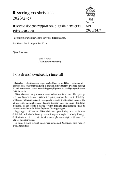 Omslaget till skr. 2023/24:7