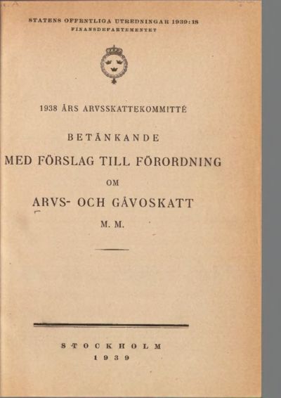 Omslaget till SOU 1939:18
