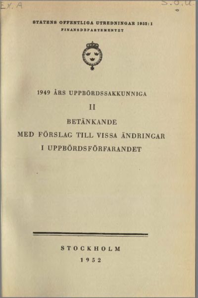 Omslaget till SOU 1952:1
