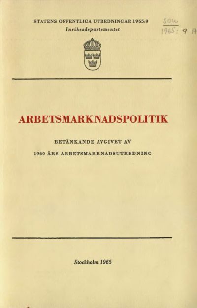 Omslaget till SOU 1965:9
