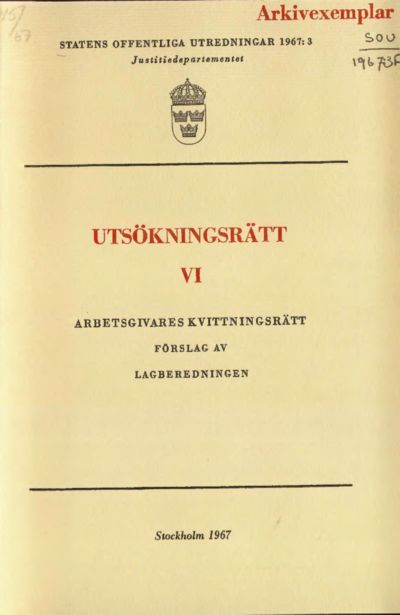 Omslaget till SOU 1967:3