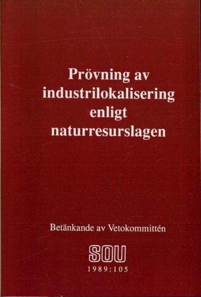 Omslaget till SOU 1989:105
