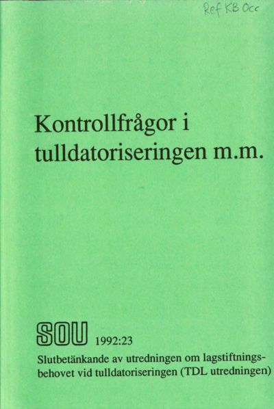 Omslaget till SOU 1992:23