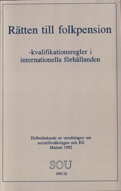 Omslaget till SOU 1992:26