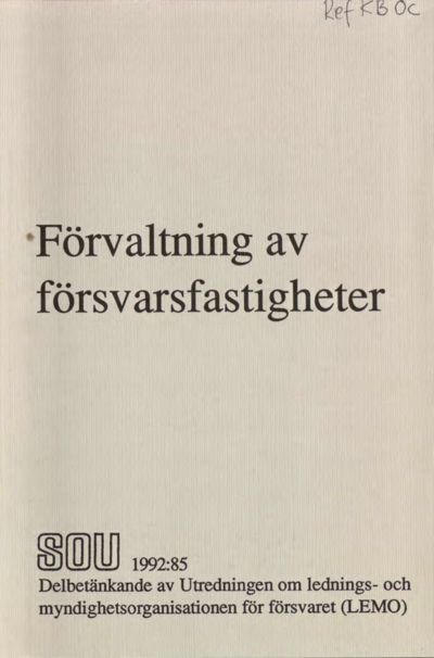 Omslaget till SOU 1992:85