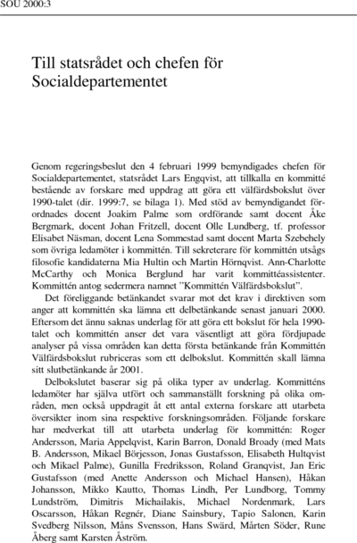 Omslaget till SOU 2000:3