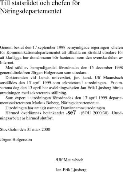 Omslaget till SOU 2000:30