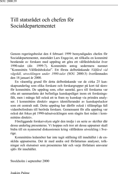 Omslaget till SOU 2000:39