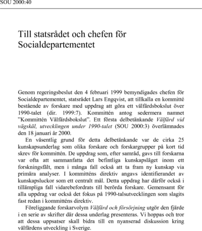 Omslaget till SOU 2000:40