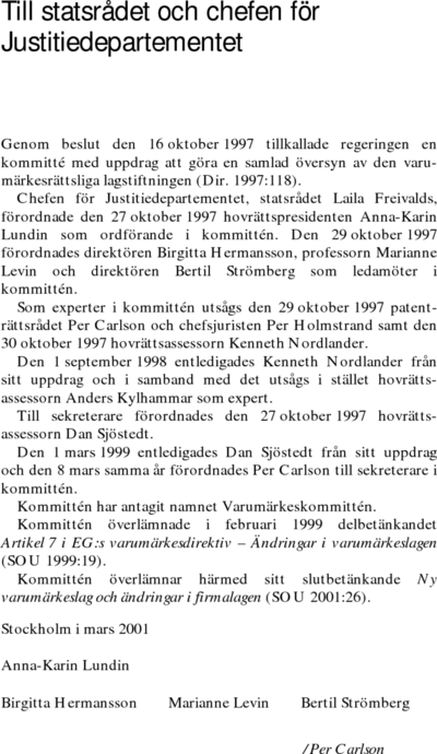 Omslaget till SOU 2001:26