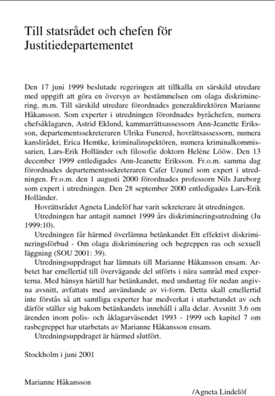 Omslaget till SOU 2001:39