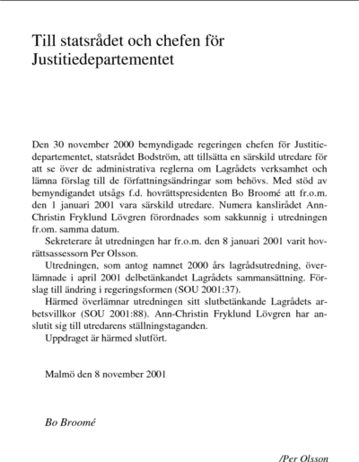 Omslaget till SOU 2001:88