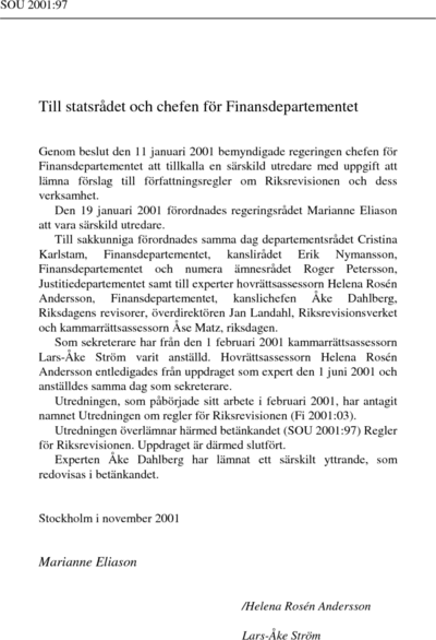 Omslaget till SOU 2001:97