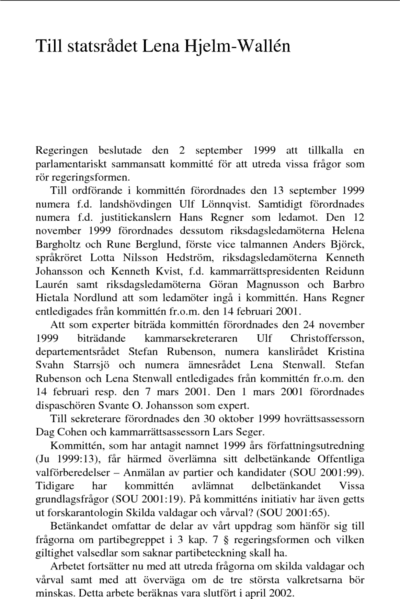 Omslaget till SOU 2001:99