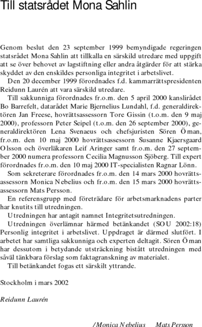 Omslaget till SOU 2002:18