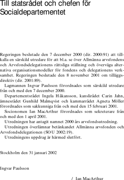 Omslaget till SOU 2002:19