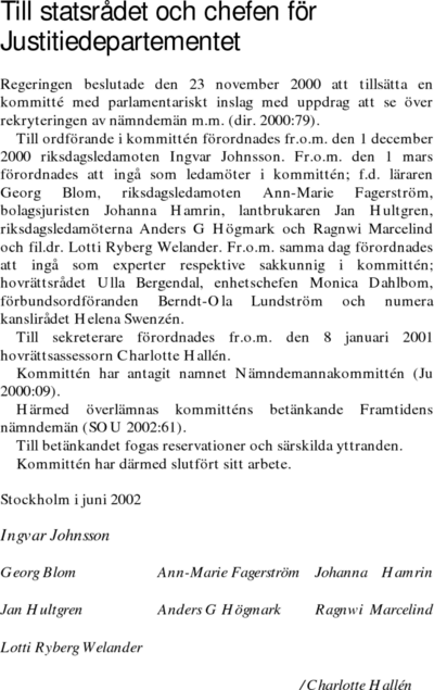 Omslaget till SOU 2002:61