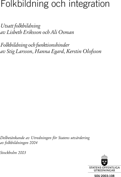 Omslaget till SOU 2003:108