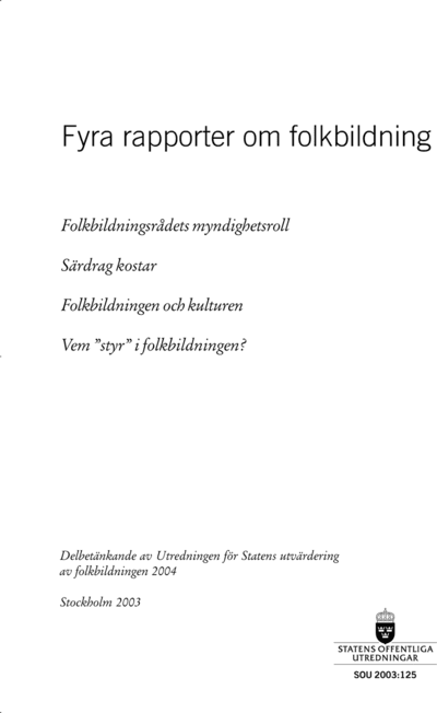 Omslaget till SOU 2003:125
