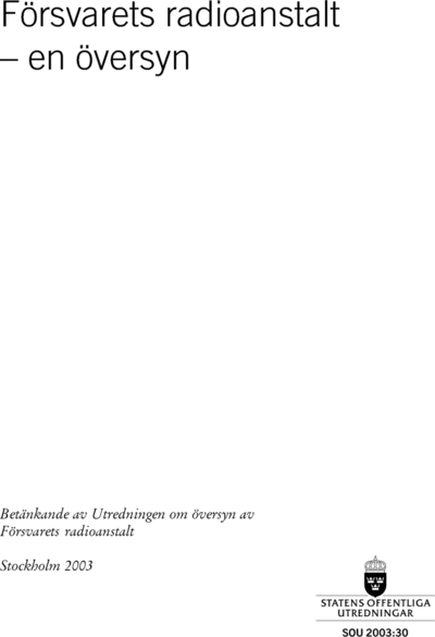 Omslaget till SOU 2003:30