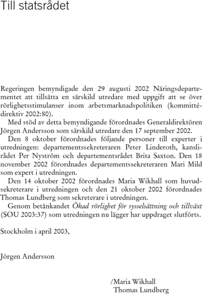 Omslaget till SOU 2003:37