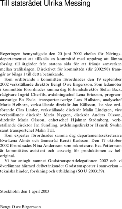 Omslaget till SOU 2003:39