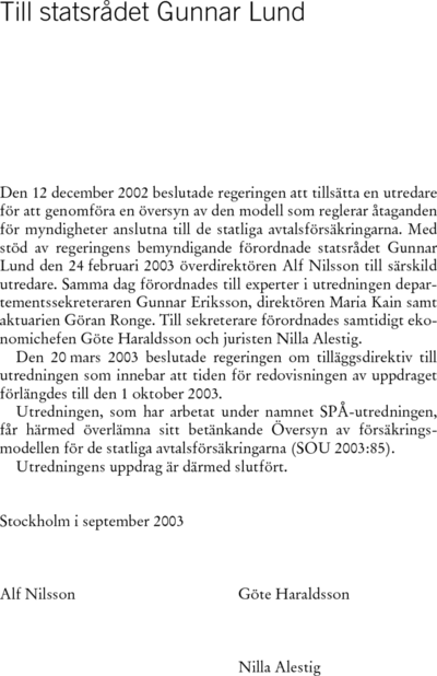 Omslaget till SOU 2003:85