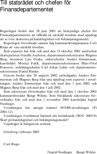 Omslaget till SOU 2003:9