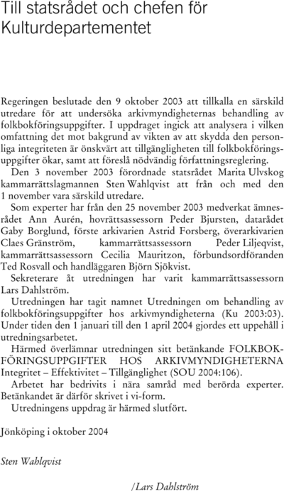 Omslaget till SOU 2004:106