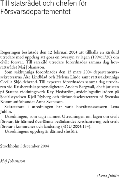Omslaget till SOU 2004:134