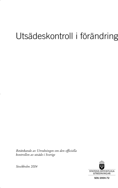 Omslaget till SOU 2004:72