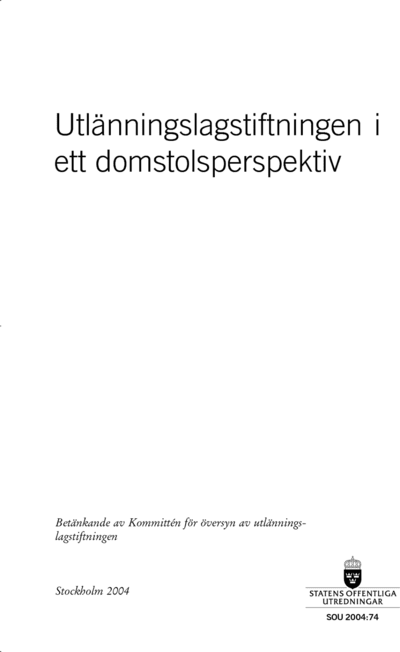 Omslaget till SOU 2004:74