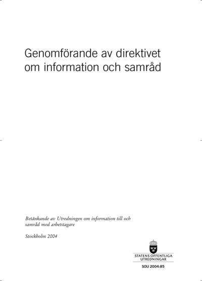 Omslaget till SOU 2004:85